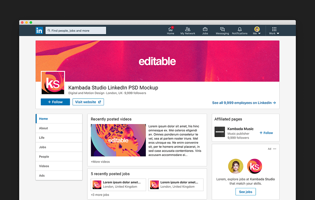 Its free admockups.com ad mockups lets you create fast . Linkedin Profile Mockup Free Psd File Kambada Studio