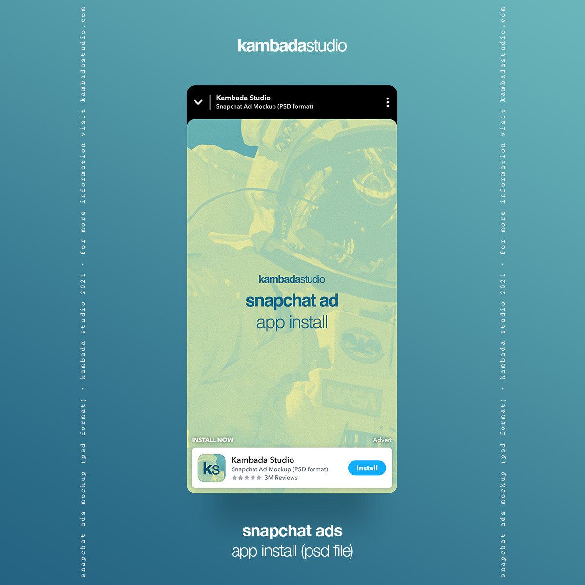 This file includes 3 views and artboards : Snapchat Ad App Install And Swipe Up Psd Mockup Kambada Studio