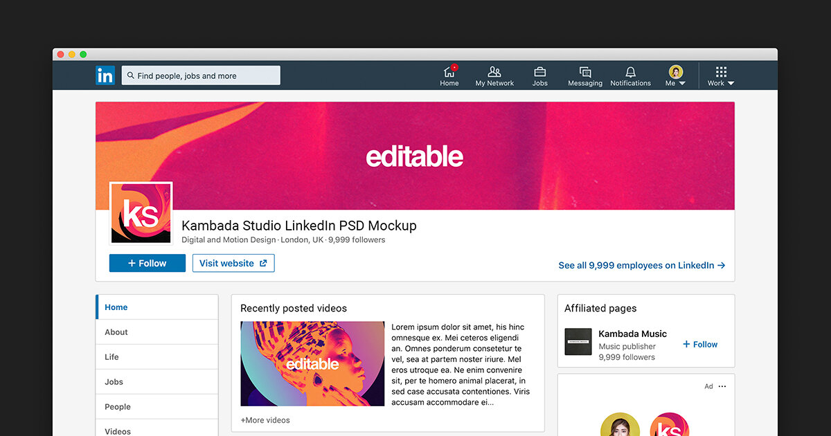 Free social media mockups 2018. Linkedin Profile Mockup Free Psd File Kambada Studio